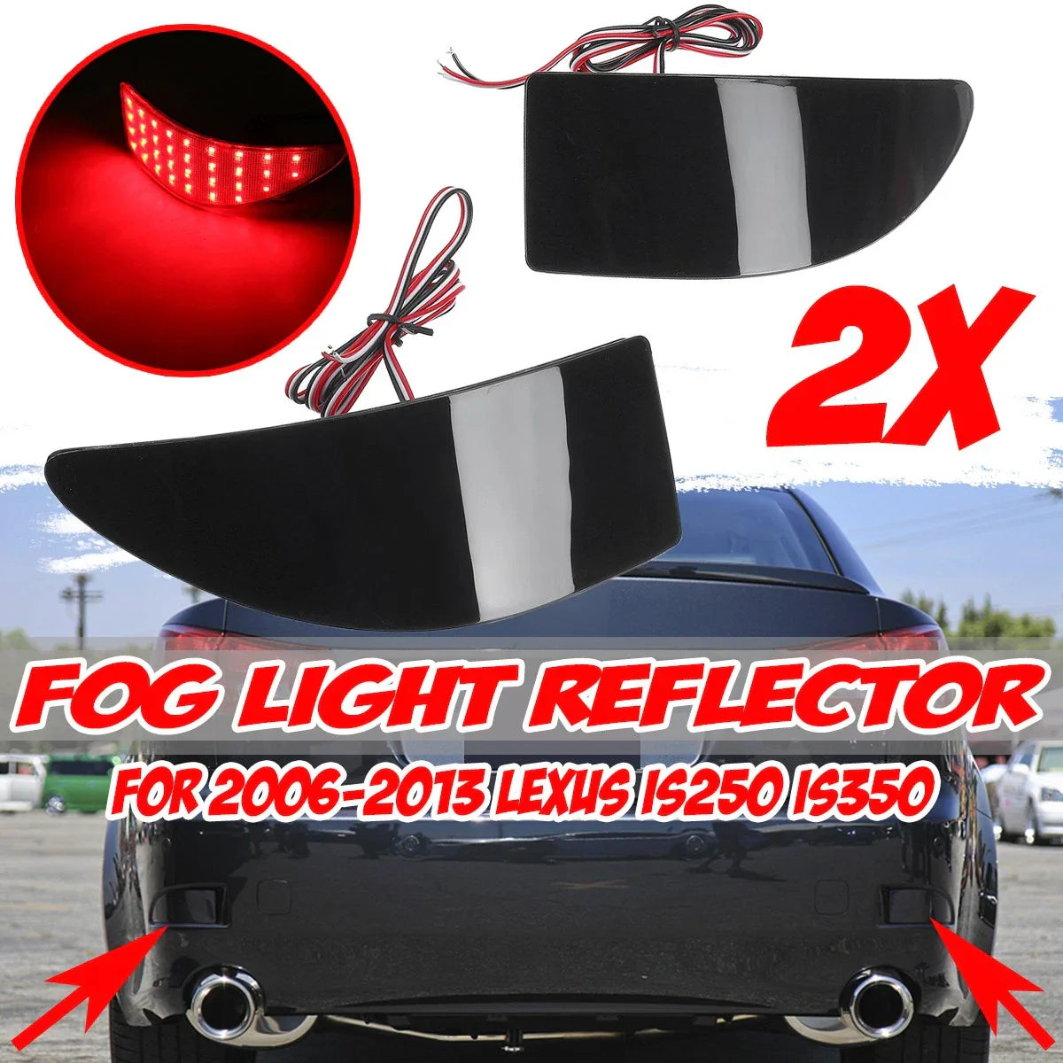 Smoke /  / Rear Bumper LED Fog Lights Reflector for Lexus IS (2006–2013)
