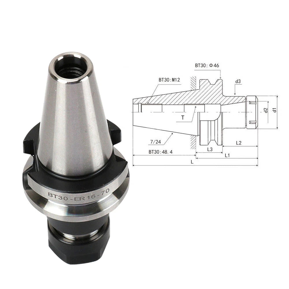 Set of 4 Collet Chucks for BT30 (70mm Gage Length)