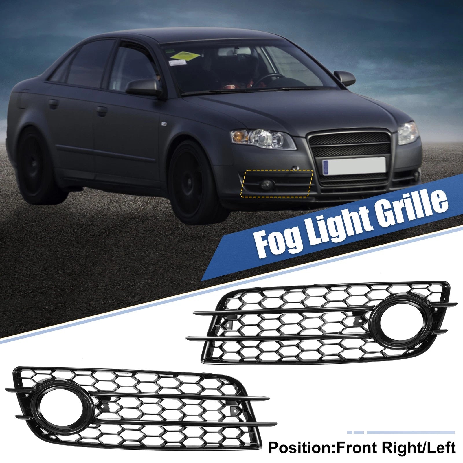 1 Pair Fog Light Mesh Grille Cover for Audi A4 B8 (2008–2012) 8K0807682C
