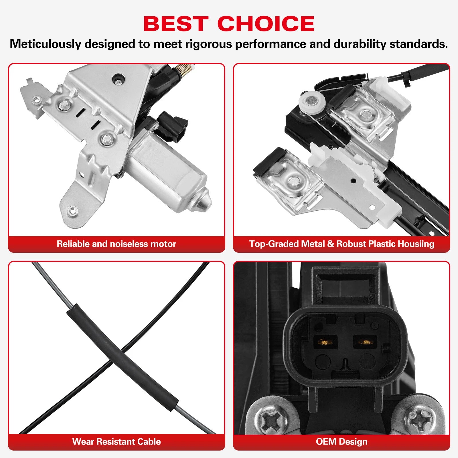 Rear Left Power Window Regulator with Motor for Chevrolet Tahoe Yukon (2007–2014)