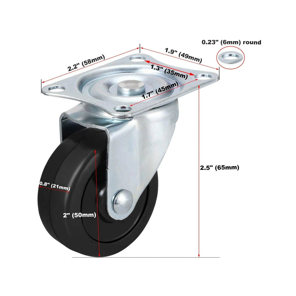 Set of 24 Heavy Duty 2" Swivel Caster Wheels with Rubber Base