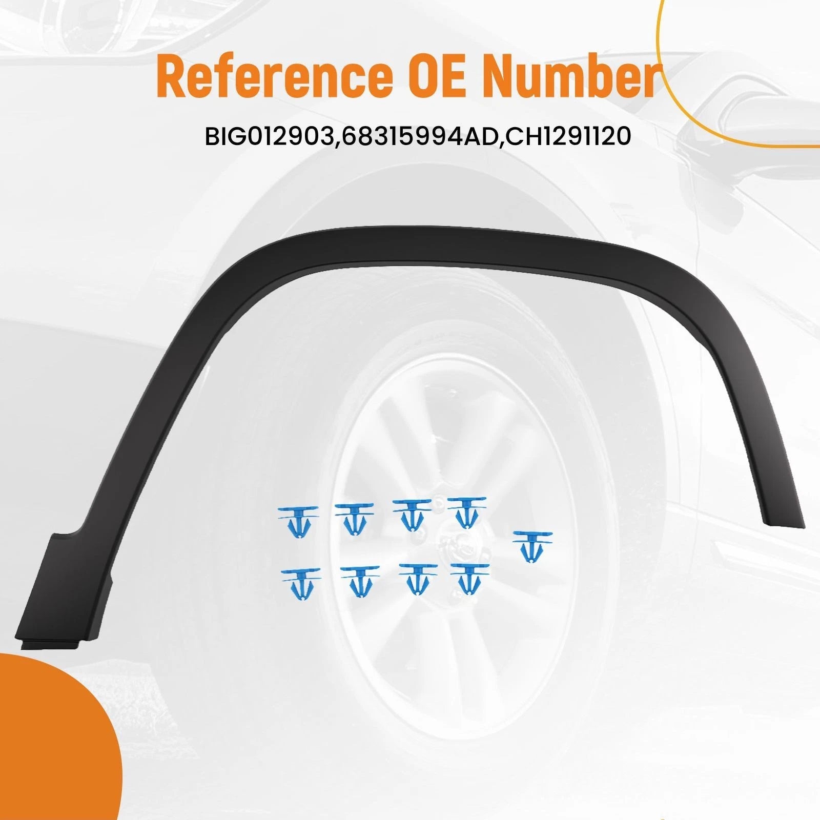 Front RH Fender Trim for Jeep Cherokee (2019–2023) 68315994AD BIG012903 Black