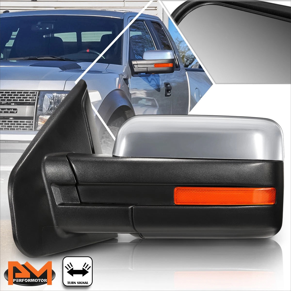 Left Side View Mirror with LED Signal Lamp Chrome for Ford F150 (2004–2014)