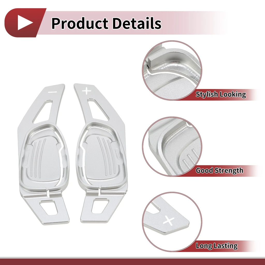 Set of 2 Silver Tone Aluminum Alloy Steering Wheel Paddles for Audi A5 (2016)