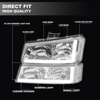 LED DRL Headlight Bumper Lamps for Chevy Silverado Avalanche 1500-3500 (2003-2007)