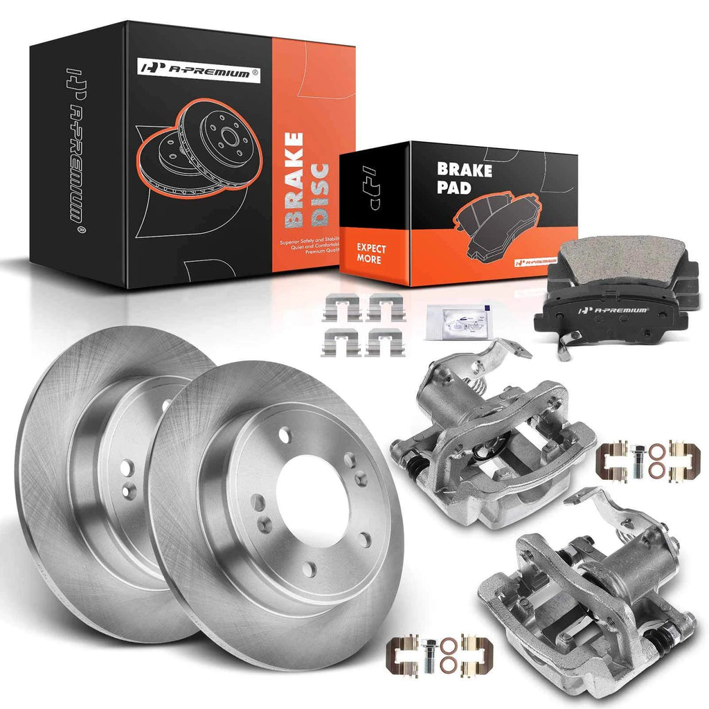 Set of 8 Rear Disc Brake Rotors, Pads & Calipers for Hyundai Elantra (2011–2016)