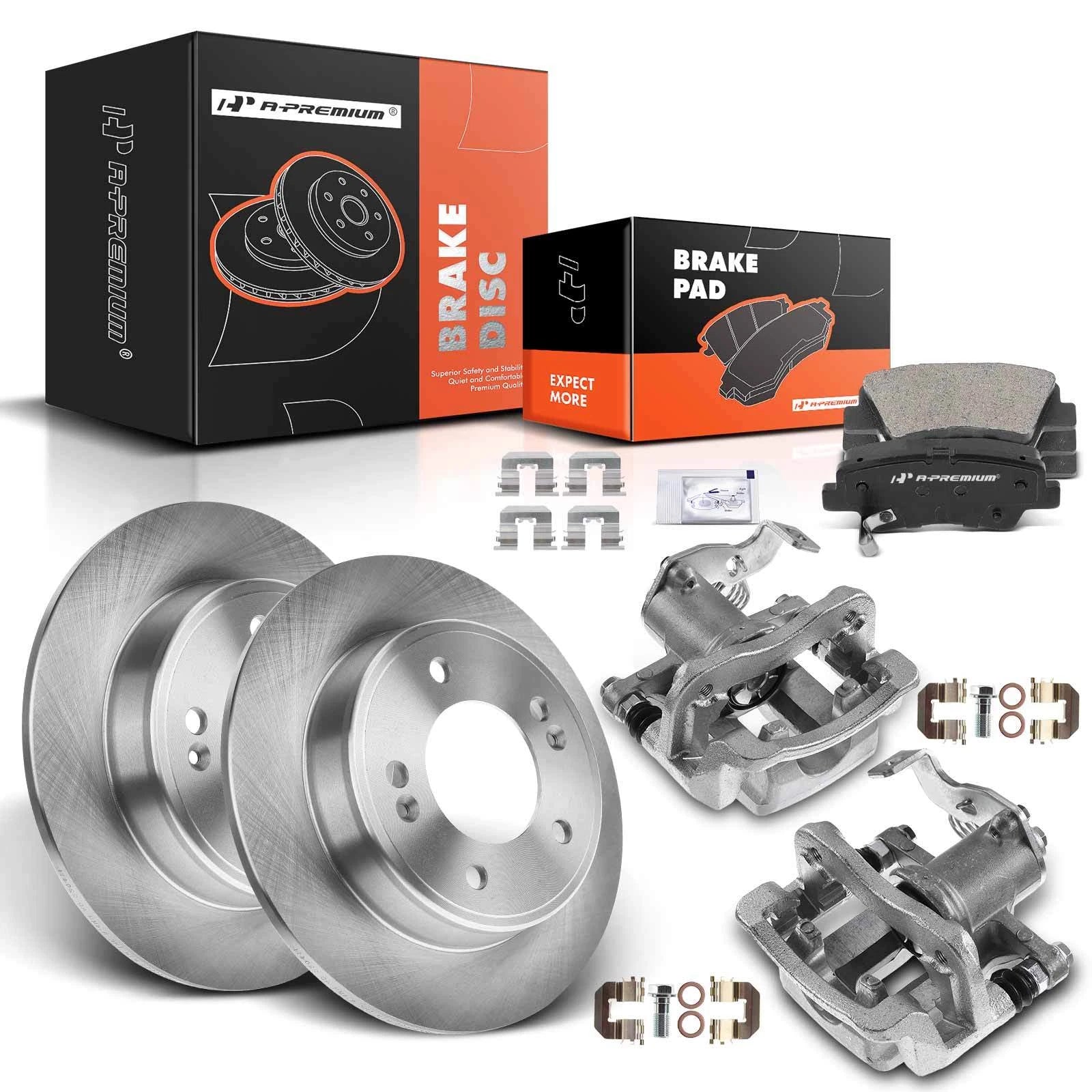 Set of 8 Rear Disc Brake Rotors, Pads & Calipers for Hyundai Elantra (2011–2016)