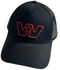 Western Star Trucks Trucker Hat with Red Logo, Black Mesh Back