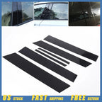 Set of 6 Black Pillar Door Posts Trim Covers for Honda Civic (4dr)