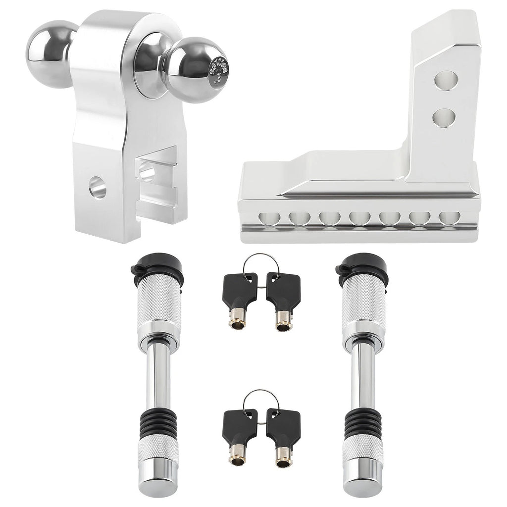 Dual Ball 2" Receiver Adjustable Trailer Tow Hook & Lock for All Models