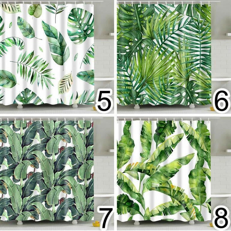 Shower Curtain Waterproof Banana Leaf Nordic 180x180cm