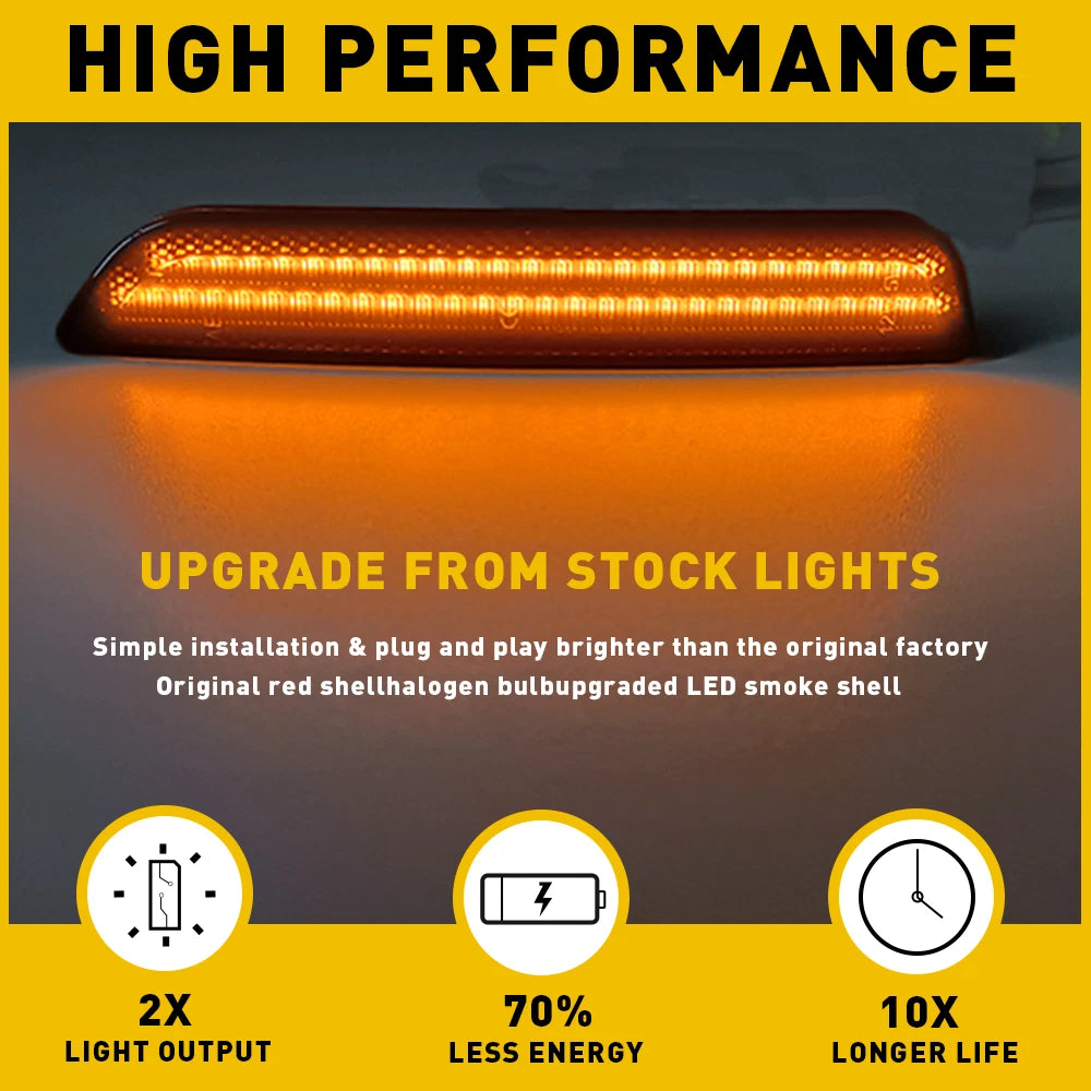 Smoked LED Front Bumper Side Marker Lights for Ford Mustang (2010–2014)