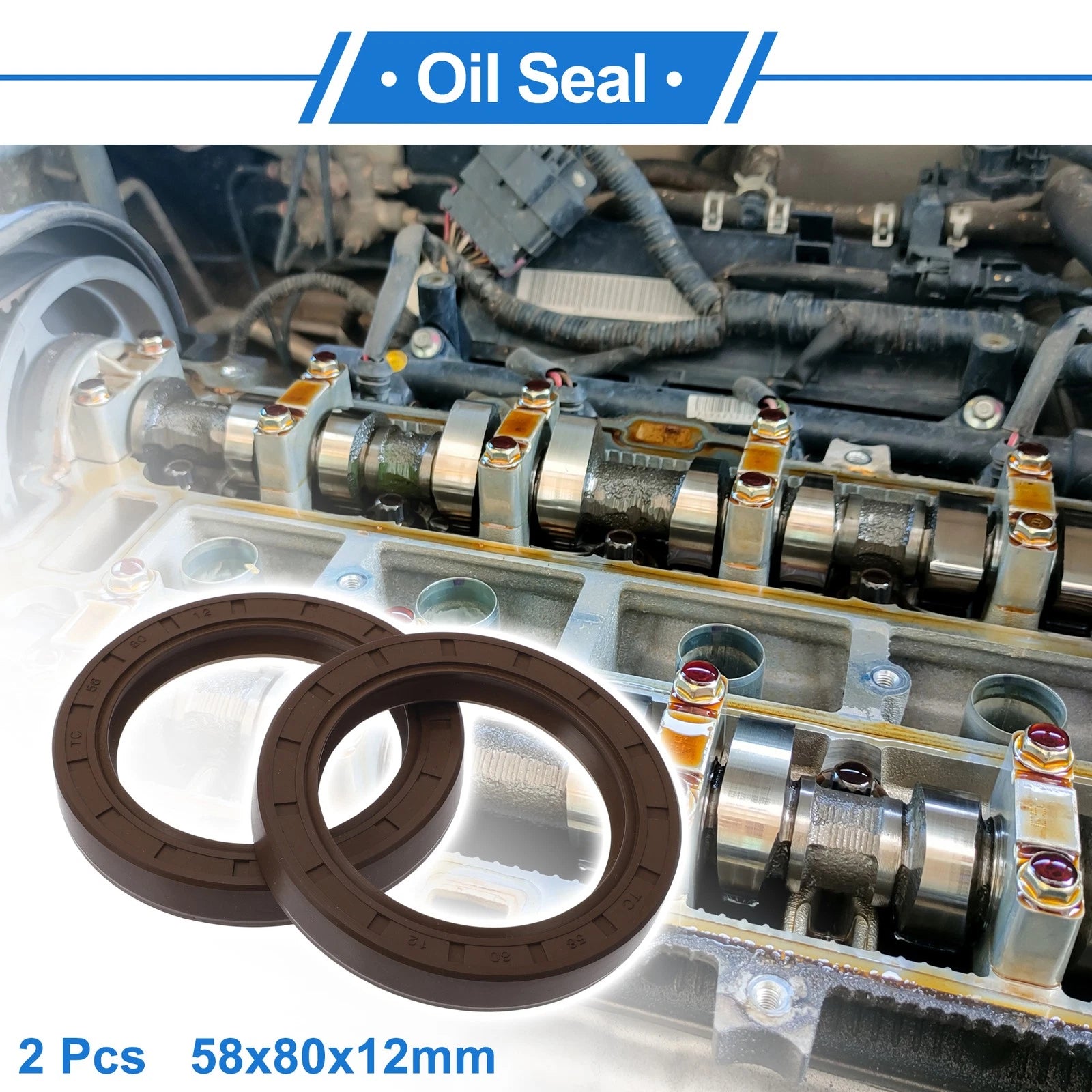 2X Oil Seal Rotary Shaft Seal FKM Rubber 58x80x12mm  
