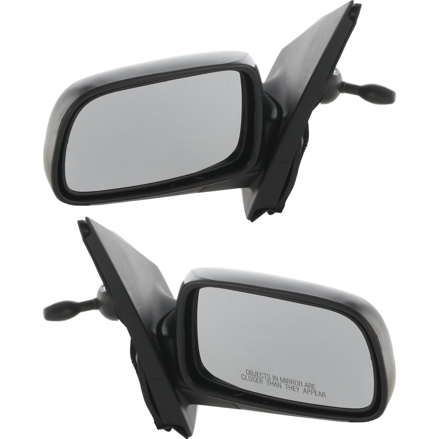 Set of 2 Manual Remote Mirrors for Toyota Echo (2000–2005) Textured Black
