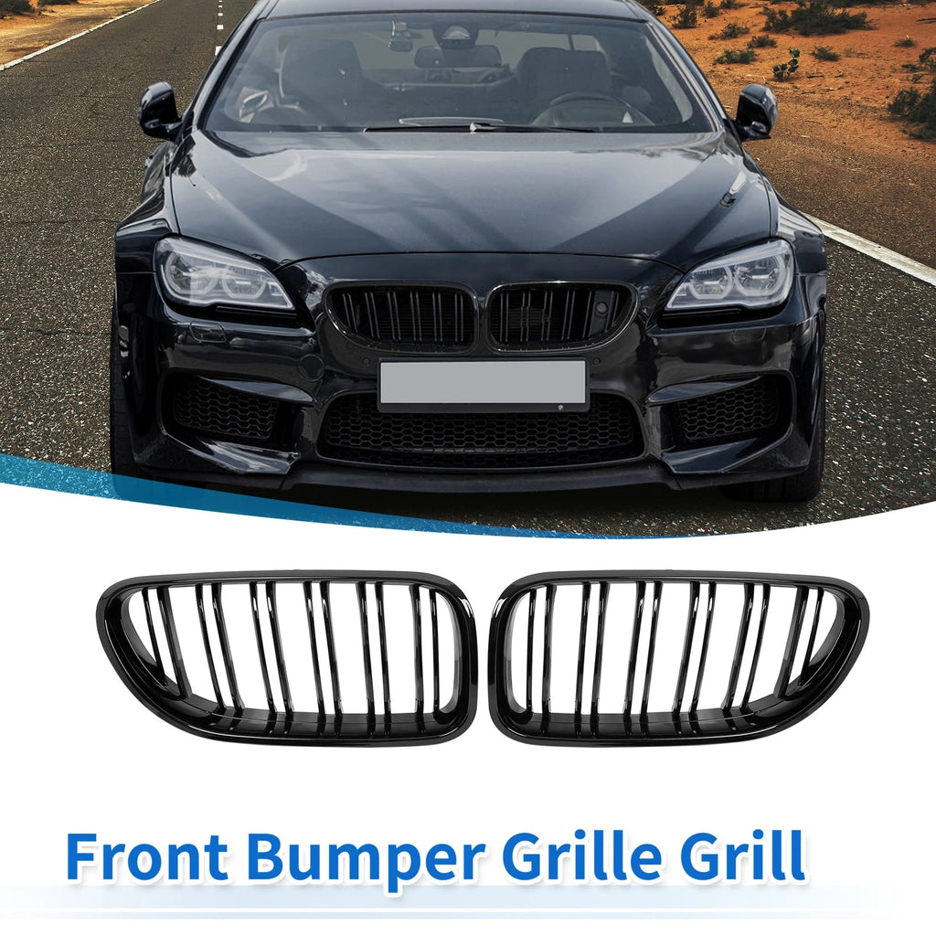 Pair Hood Kidney Grille Covers for BMW F06 (2012–2018) Glossy Black