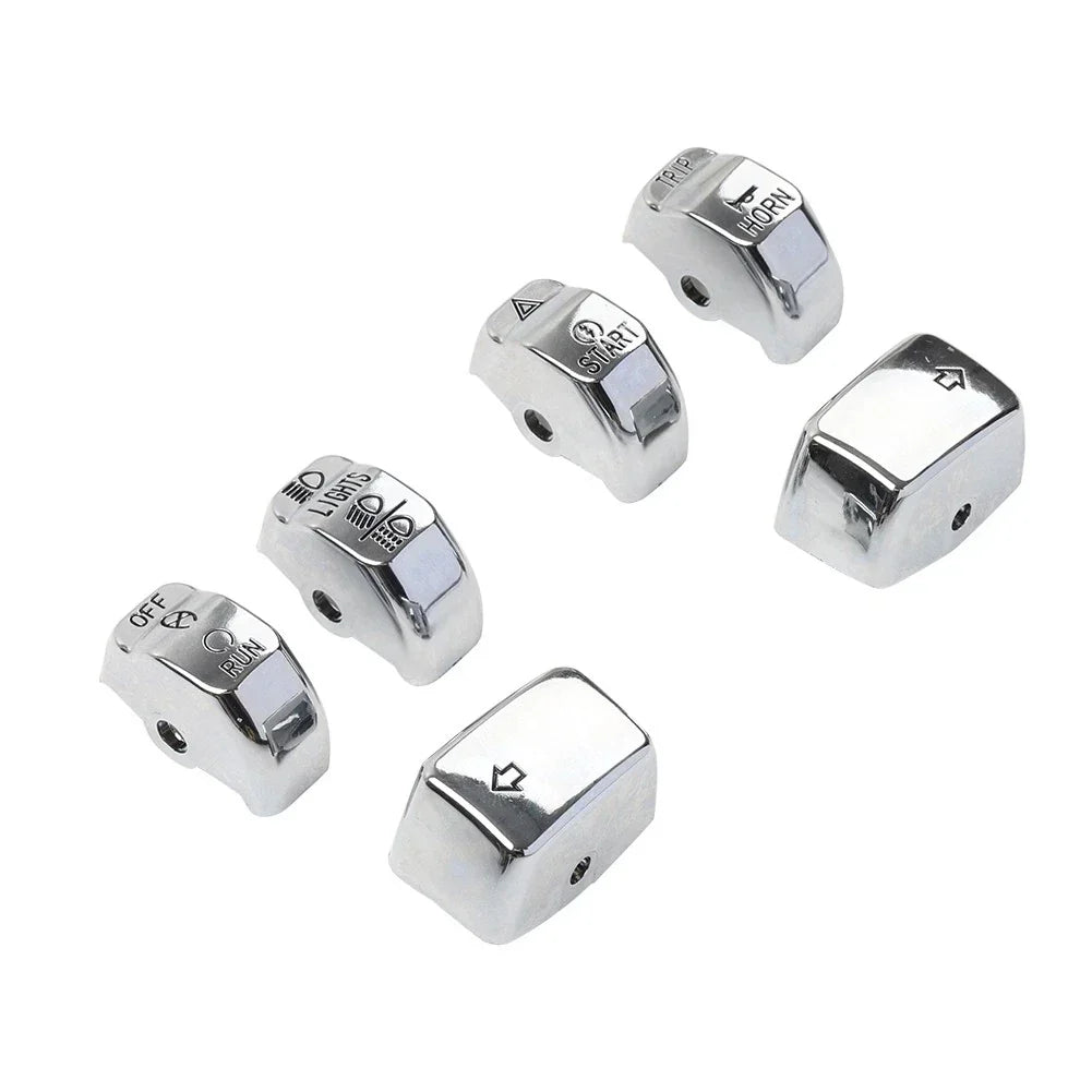 6 x Handlebar Control Switch Caps Chrome for Harley Breakout (2013-2015)