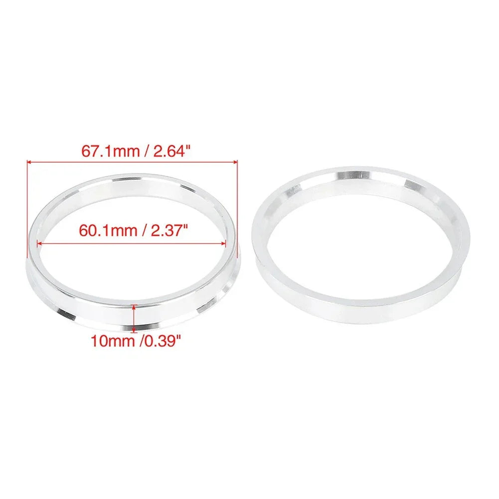 4pcs 67.1–60.1 mm Aluminium Hub Centric Rings Wheel Bore Spacer