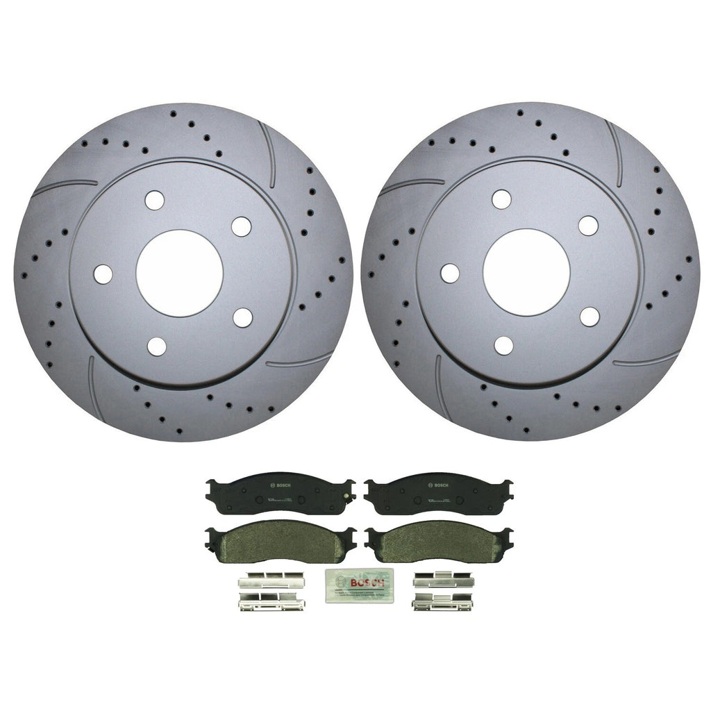 Front Brake Kit 336mm Drilled Disc Rotors & Semi-Metallic Pads for Dodge Ram 1500 (2002–2023)