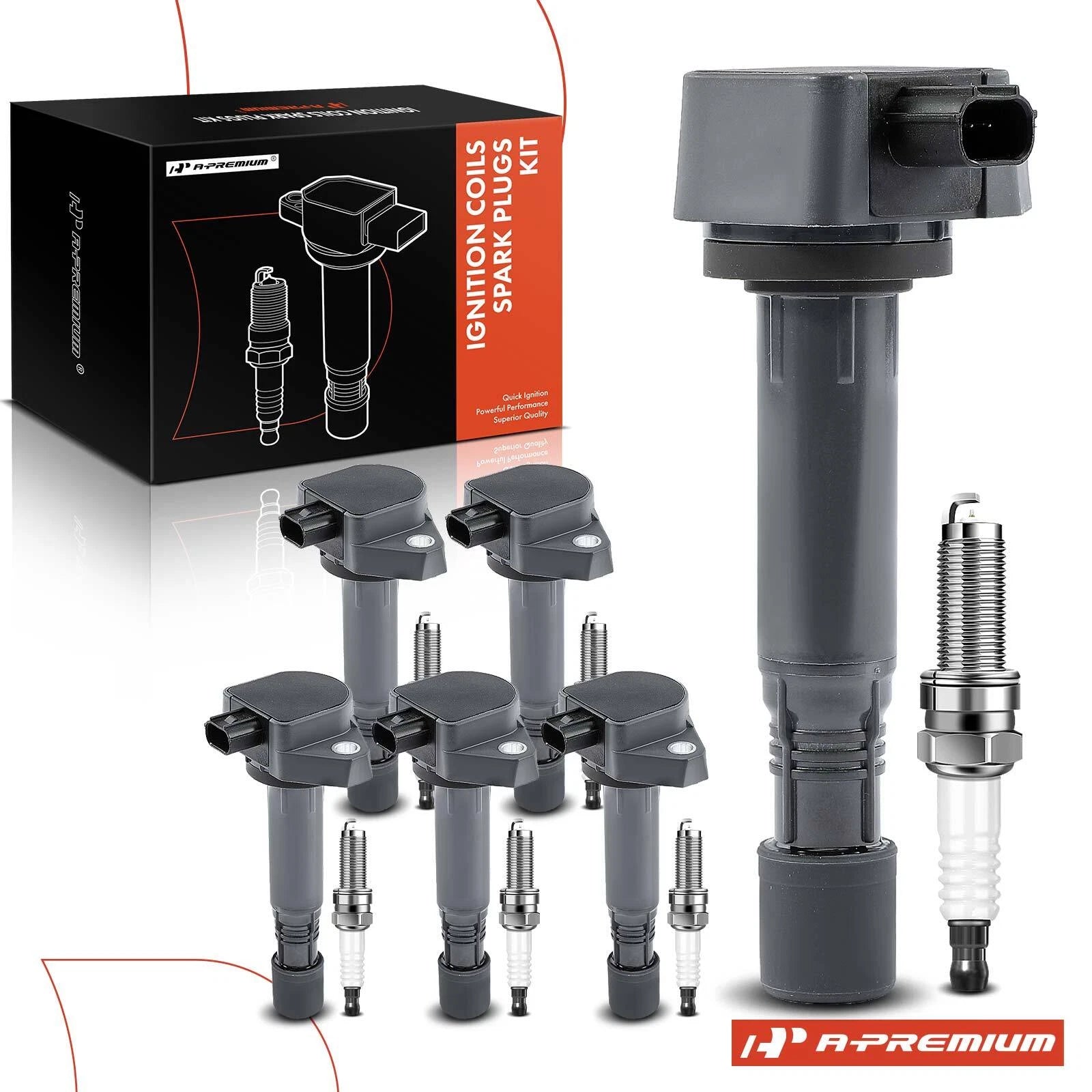 Set of 6 Ignition Coils & Iridium Spark Plugs for Honda Pilot (2009–2015)