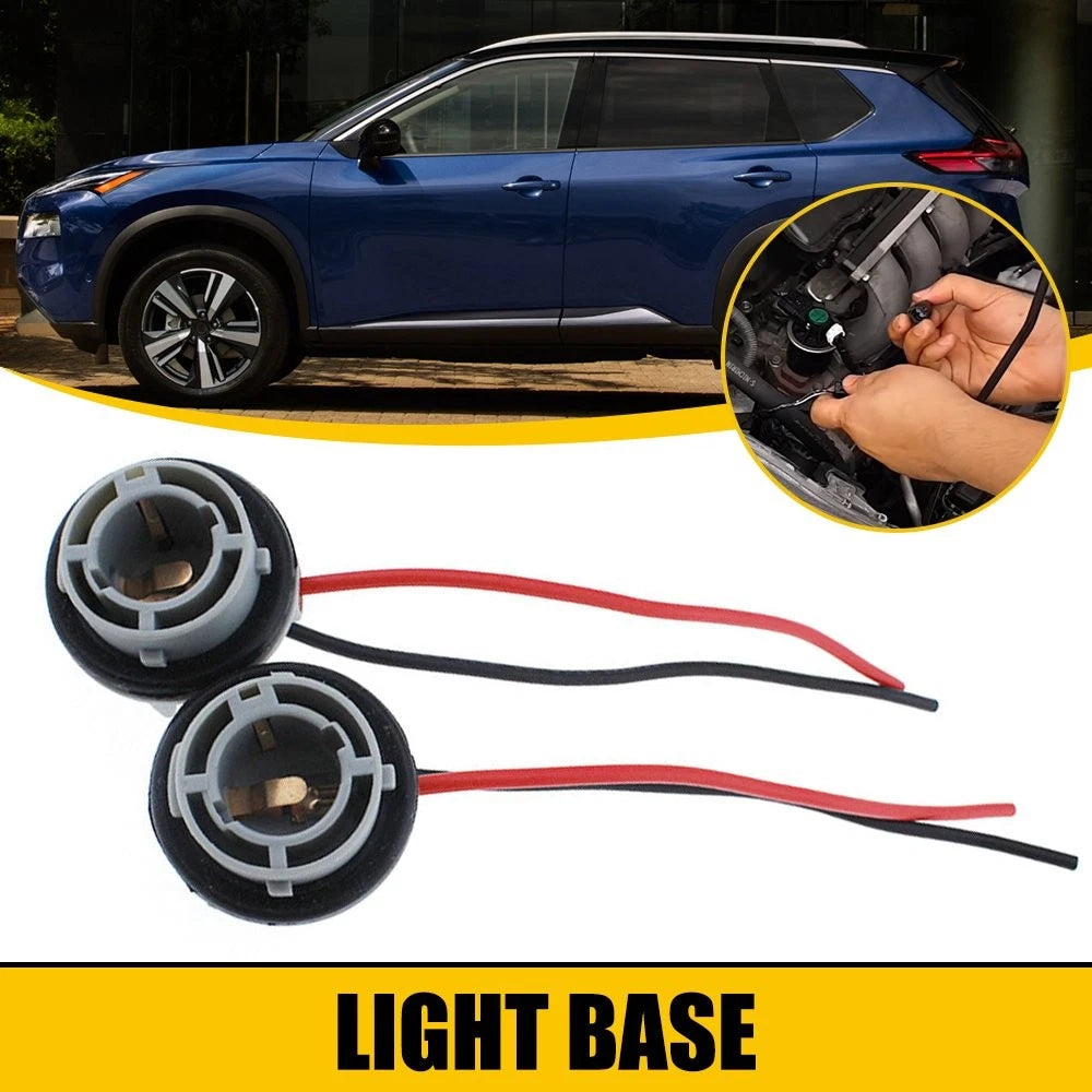 2X 1156S LED Bulbs Wired Pigtail Light Socket Holder for US EXV (N/A)