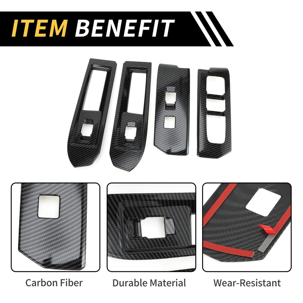 Set of 1 Carbon Fiber Front Door Window Switch Trim for Toyota Tacoma (2024)