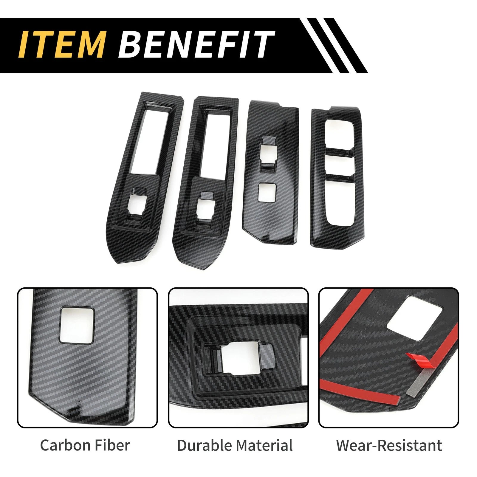 Set of 1 Carbon Fiber Front Door Window Switch Trim for Toyota Tacoma (2024)