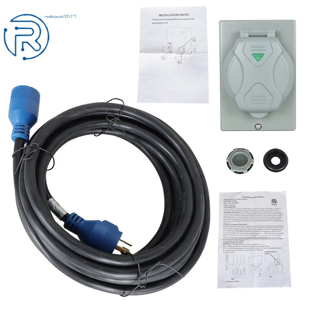 25FT 30A RV Power 4-Prong Extension Cord NEMA L14-30P/R