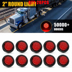 2 Inch Round Red LED Clearance Side Marker Light for Trailer Truck RV (10-50X)
