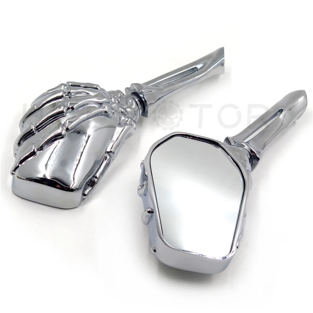 Chrome Skull Hand Mirrors for Honda Shadow Rebel 750 1100 VTX VT 1300 1800
