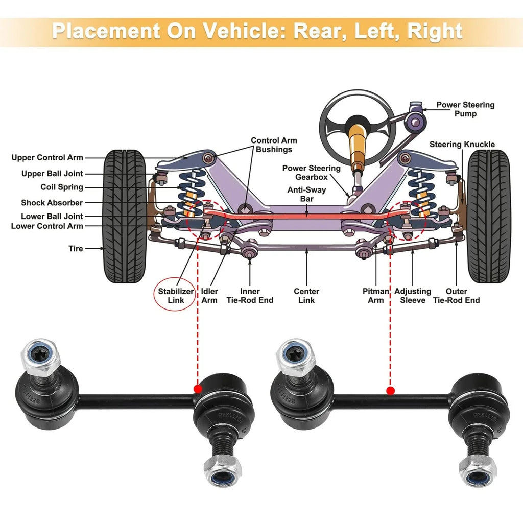 2 x Rear Sway Bar Links for Honda Civic (2001-2005)
