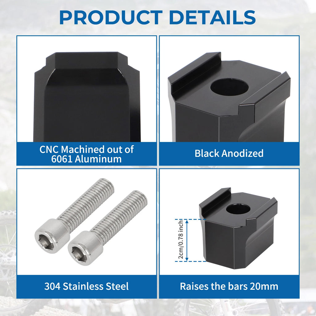 20mm Bar Risers for Surron Ultra Bee (2023) - Aluminum Handlebar Riser Kit