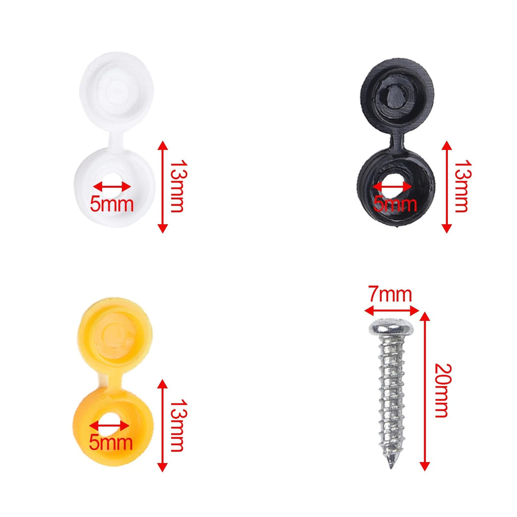 Set of 12 Screws & 36 Hinged Covers for Car Number Plate