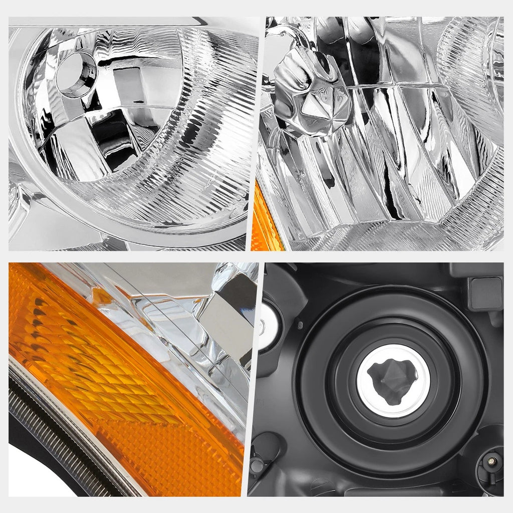 Right Side Headlight for Nissan Rogue (2009–2010) Chrome Amber Corner