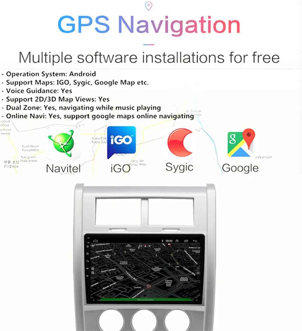 10.1'' Carplay Stereo GPS Navigation for Jeep Liberty (2008-2012)