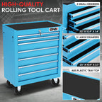 7 Drawer Roller Tool Cabinet for Garage Auto Mechanic (Lockable, Blue)