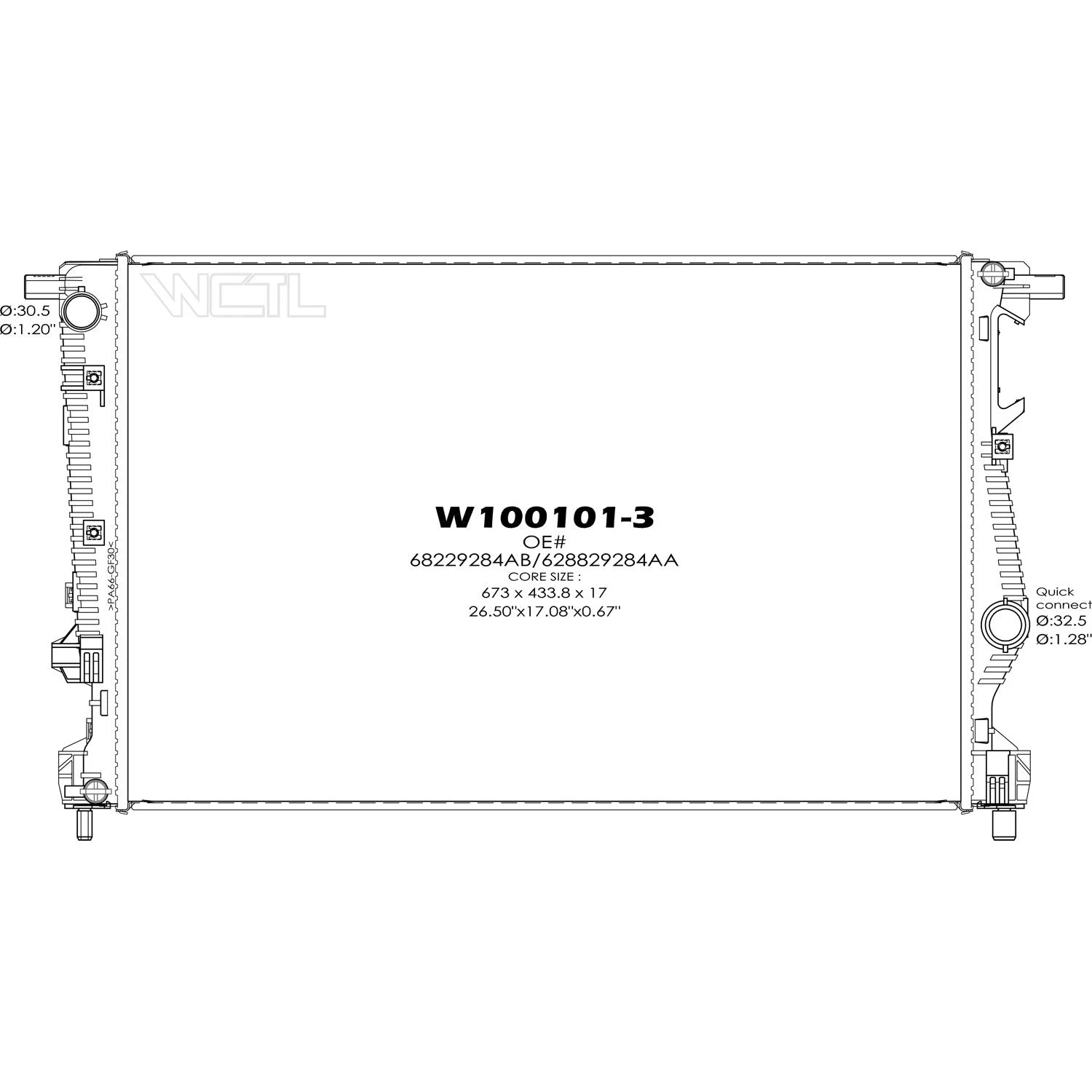 Replacement Plastic/Aluminum Radiator w/Single Fan (See compatibility Chart)