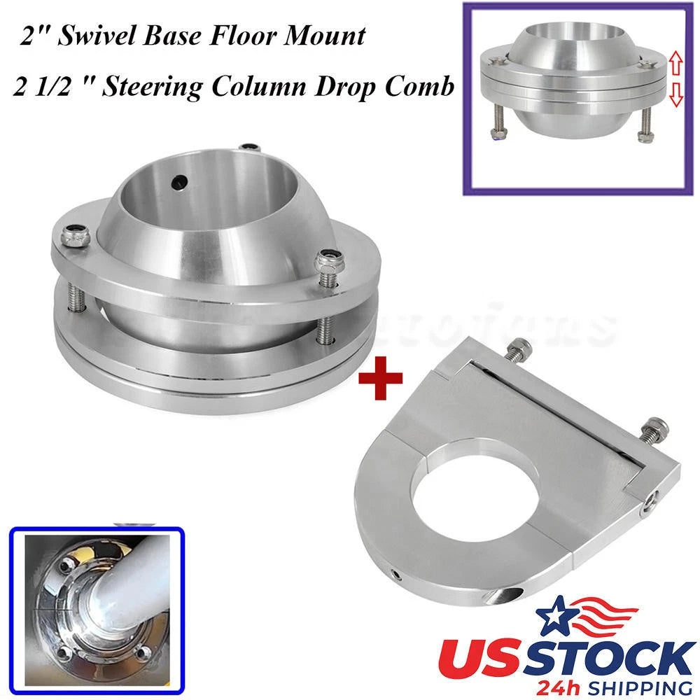 CNC 2" Swivel Base Floor Mount Steering Column Drop Kit Universal Hot Rod
