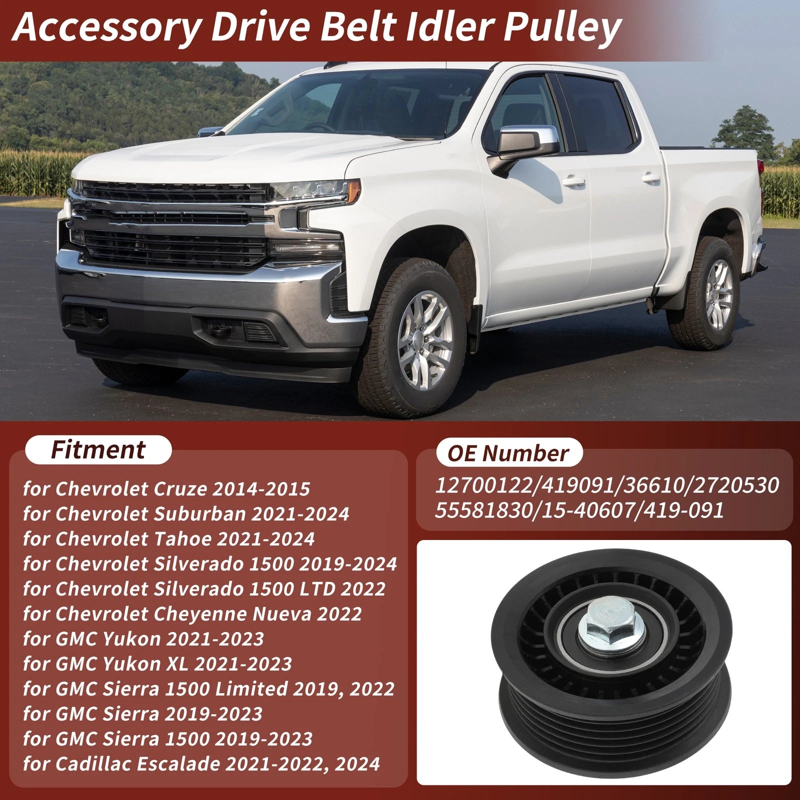 Accessory Drive Belt Idler Pulley for Chevrolet GMC Cadillac (2010–2015)