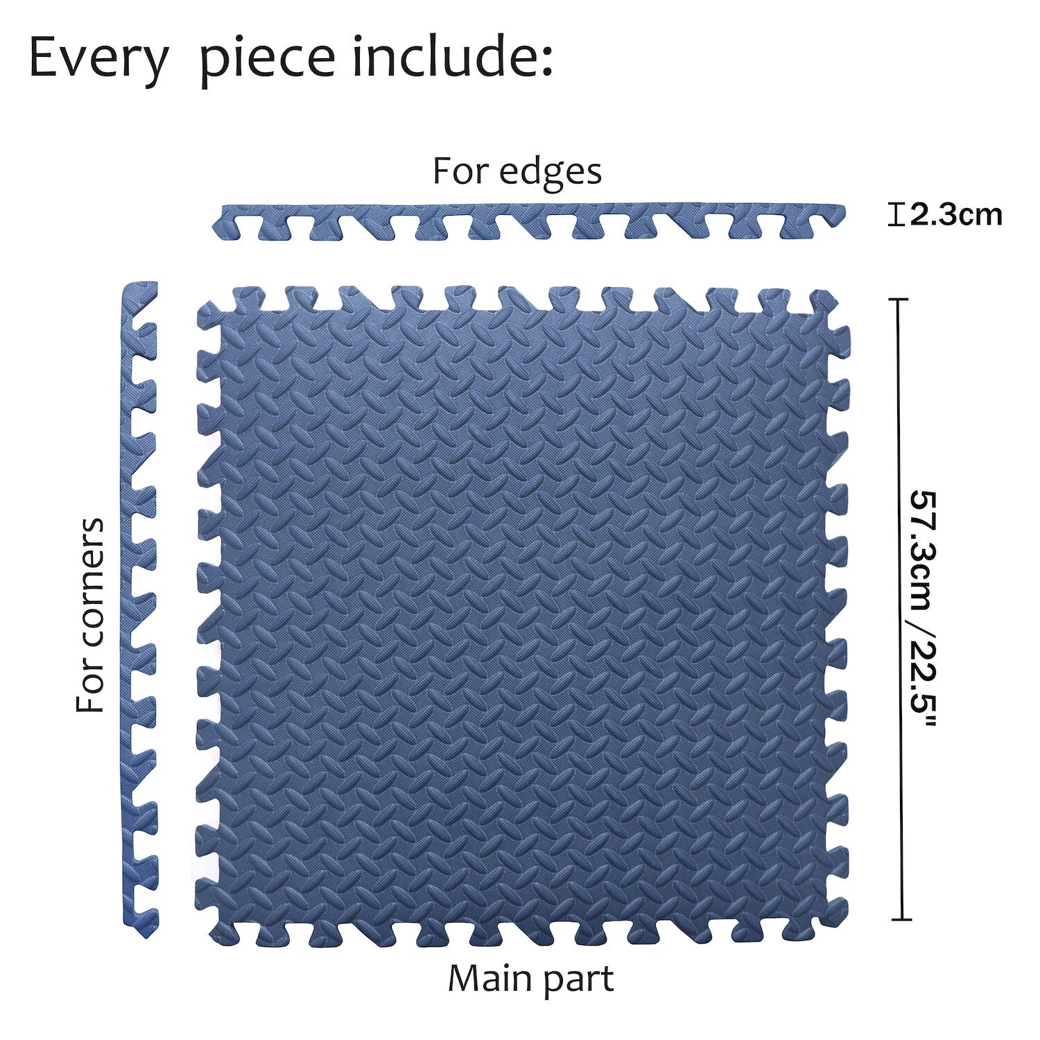 8PC EVA Foam Exercise Tiles Gym Floor Mat 24x24 Blue