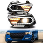 Pair LED DRL Projector Headlights for Dodge Charger (2011–2014)
