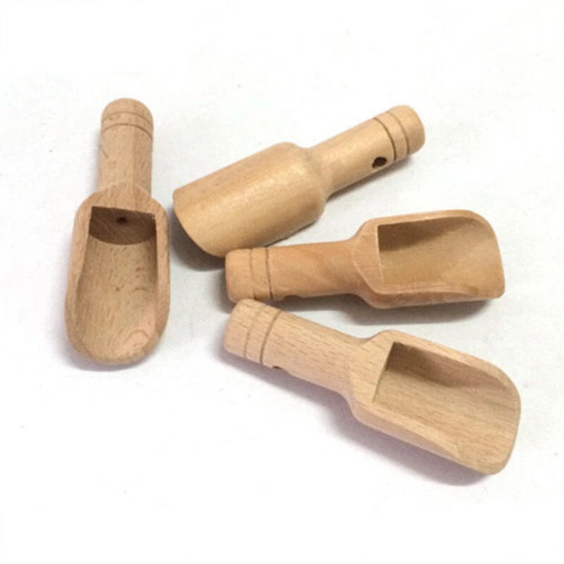 Set of 4 Wooden Spoons for Honey Coffee Condiments
