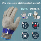 Stainless Steel Cut Proof Stab Resistant Butcher Gloves L XL