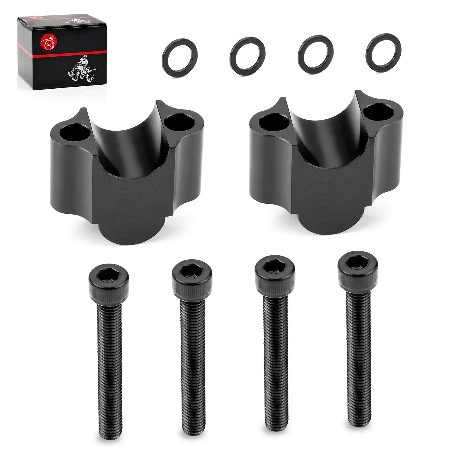 Black Handlebar Riser Clamp 7/8 Bars 30mm for Kawasaki Honda Yamaha ATV (2000–2023)