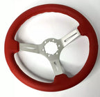 14 Inch Brushed 6 Hole Leather Steering Wheel with Horn Button for Universal (All)