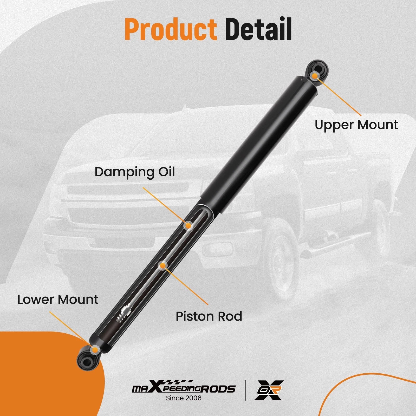 Pair Rear Struts Shocks for Dodge Ram 1500 4WD (2002–2008) 3.7L 4.7L 5.7L 5.9L