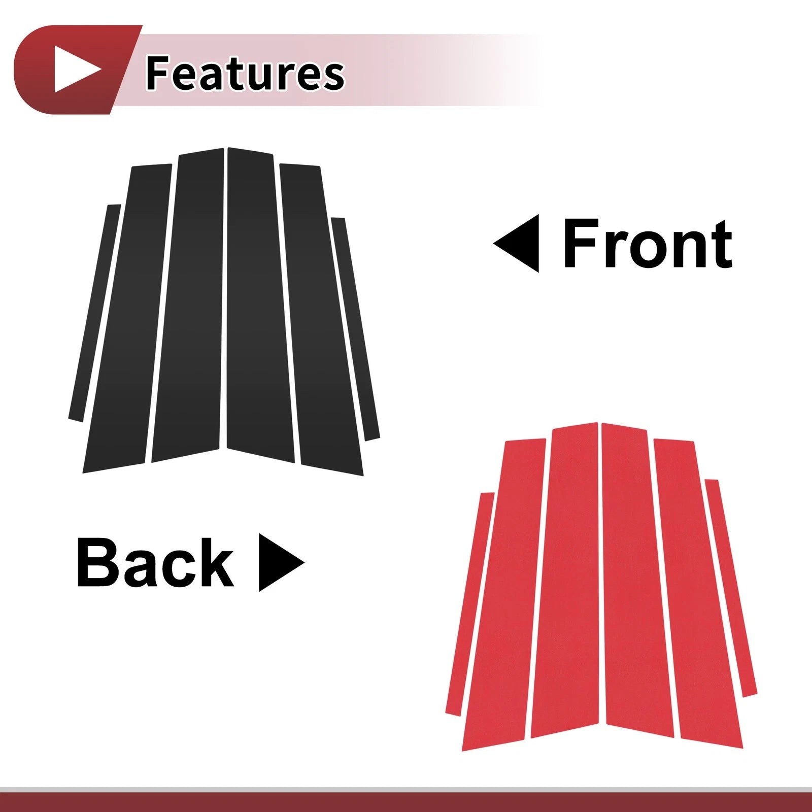 6 Pcs Car Door Pillar Window Trim for Honda City (2008–2014) Black