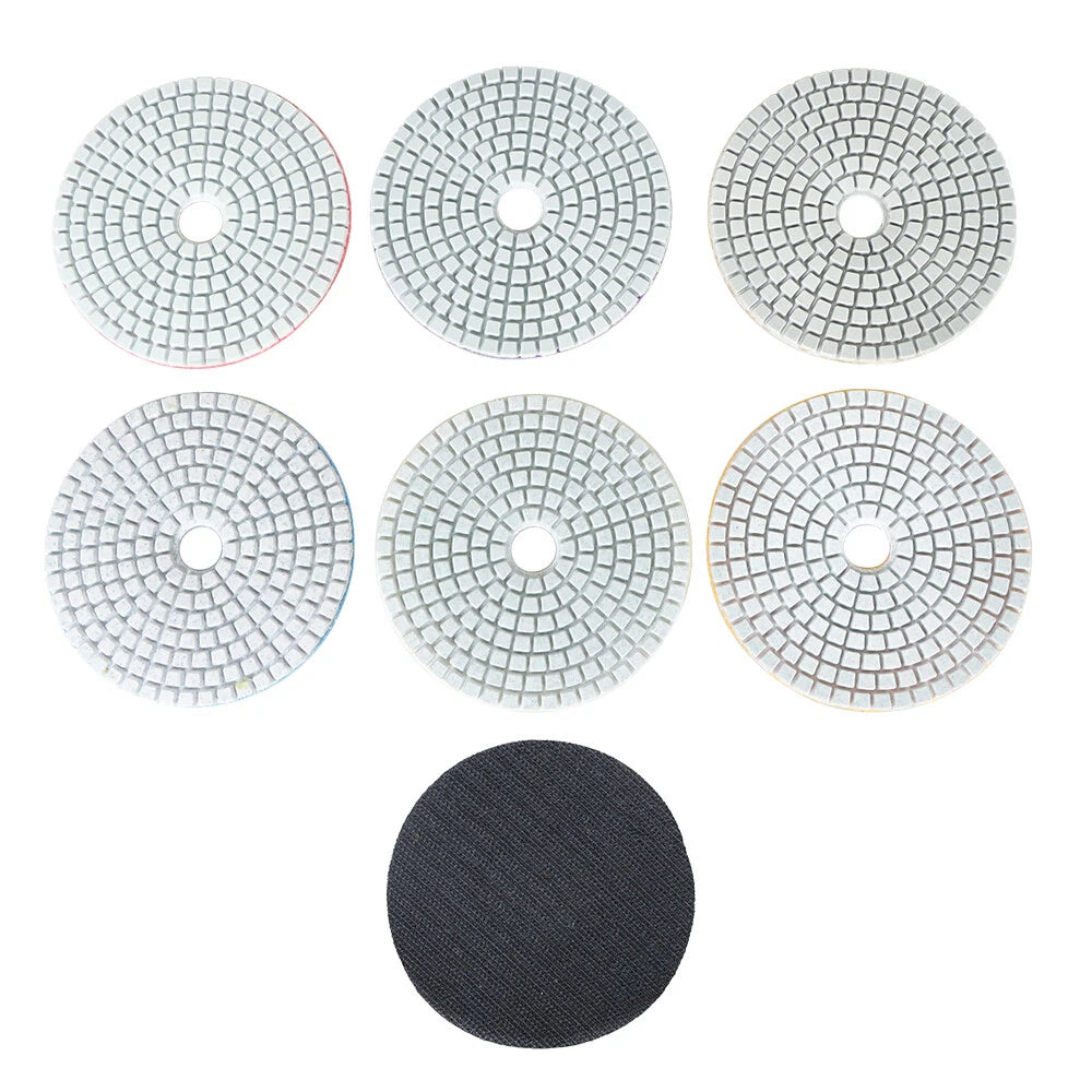 Set of 7 Wet Dry Diamond Polishing Pads for Granite Concrete Marble 4 Inch