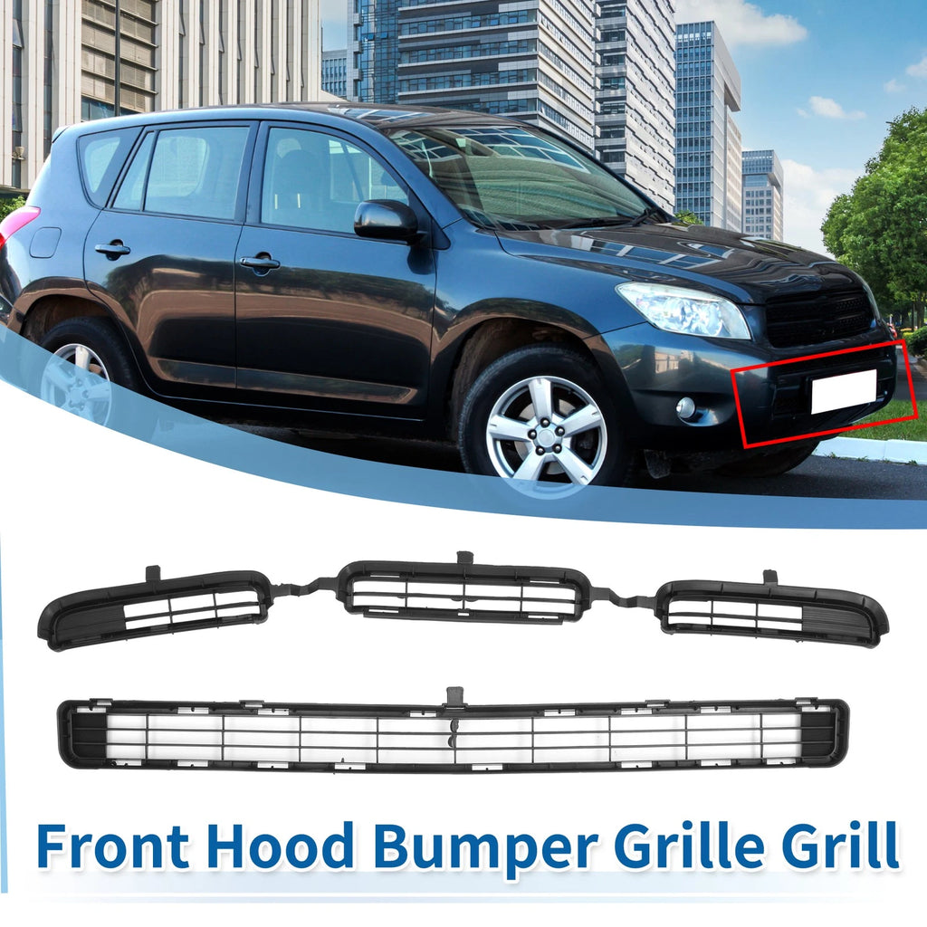 2X Front Lower Hood Bumper Grille for Toyota RAV4 (2006–2008) Black