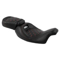 Set of 2 Black Driver Passenger Seats with Red Stitching for Harley Touring Road King (2009–2023)