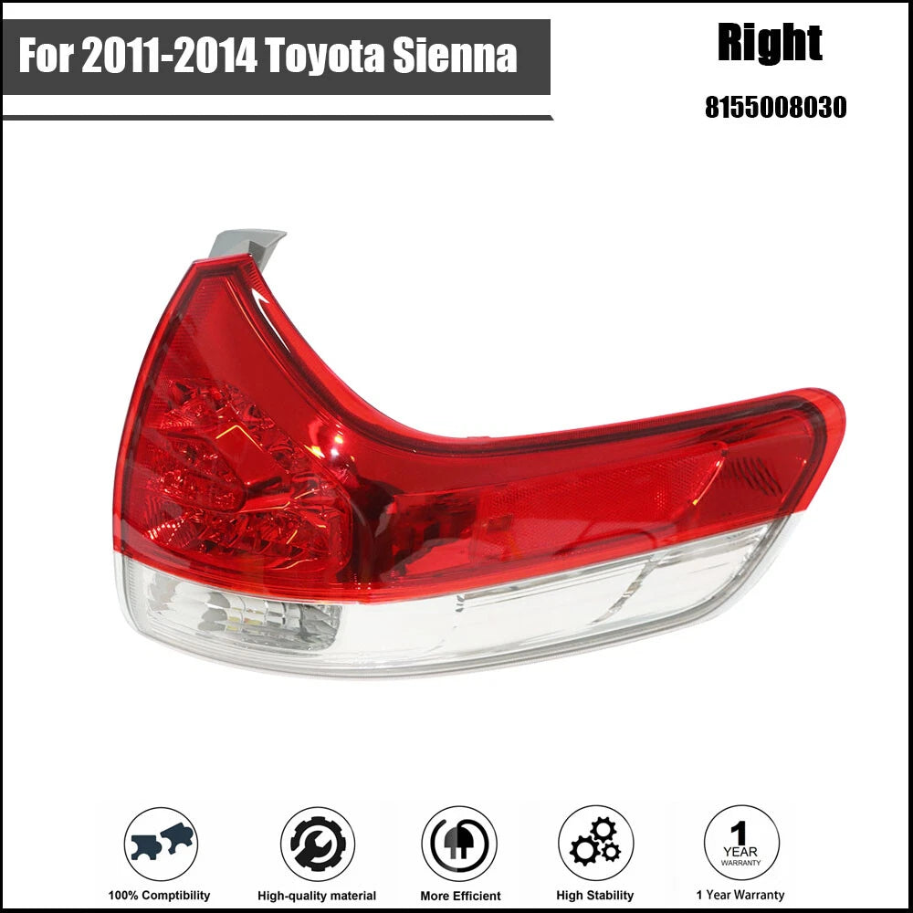 Outer Tail Light Brake Lamp for Toyota Sienna (2011â2014) Right Side